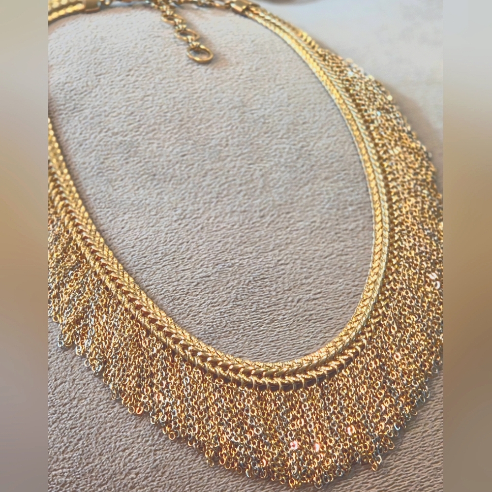 Gorgeous vintage fringe necklace choker Gold And Silver